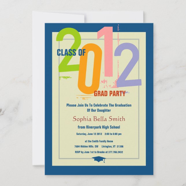2012 Graduation Fun Party Invitation (Front)