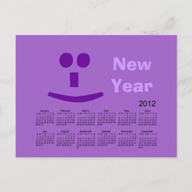 2012 Happy New Year Calendar Postcard (Front)