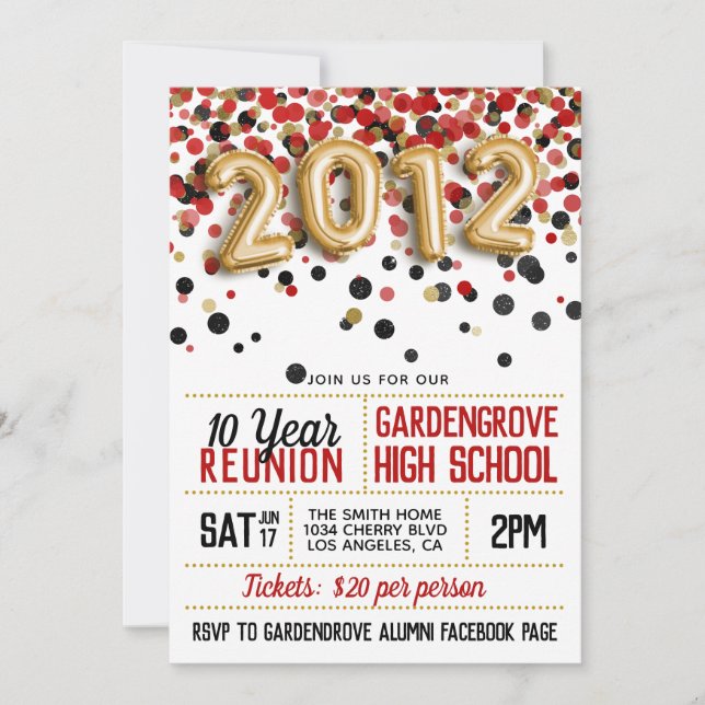2012 High School College Reunion Invitation (Front)