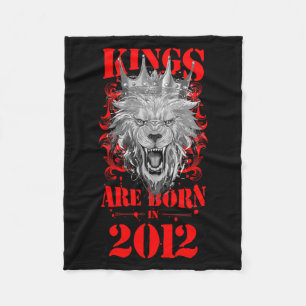 2012 Lion Born King Crown Birthday Quote Fleece Blanket