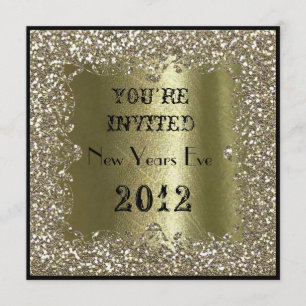 2012 NEW YEARS EVE  Gold Sparkle  Invitation