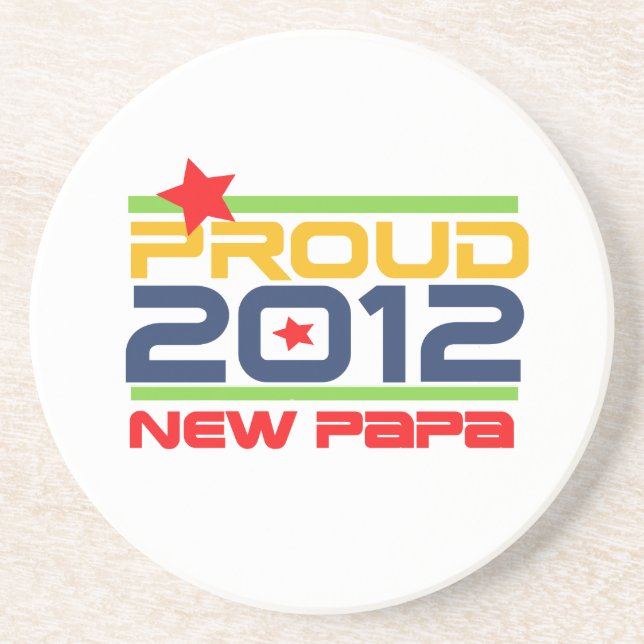 2012 Proud New Papa T-shirts and Gifts Coaster (Front)