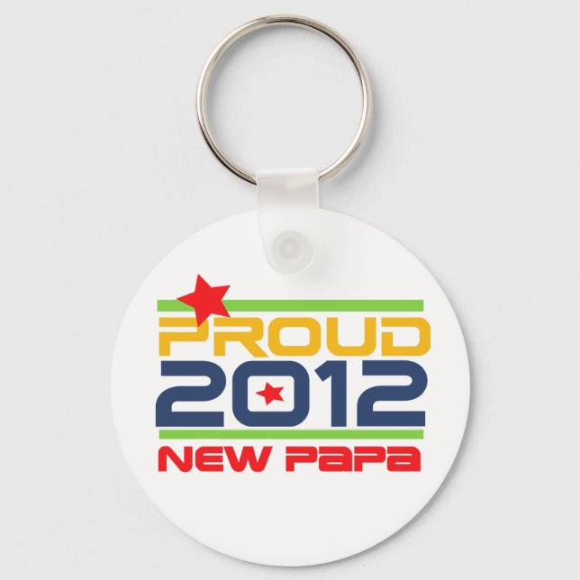 2012 Proud New Papa T-shirts and Gifts Keychain (Front)