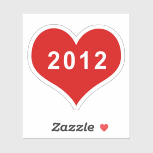 2012 Red Love Heart Vinyl Sticker