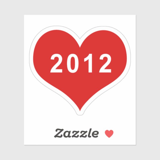 2012 Red Love Heart Vinyl Sticker (Sheet)