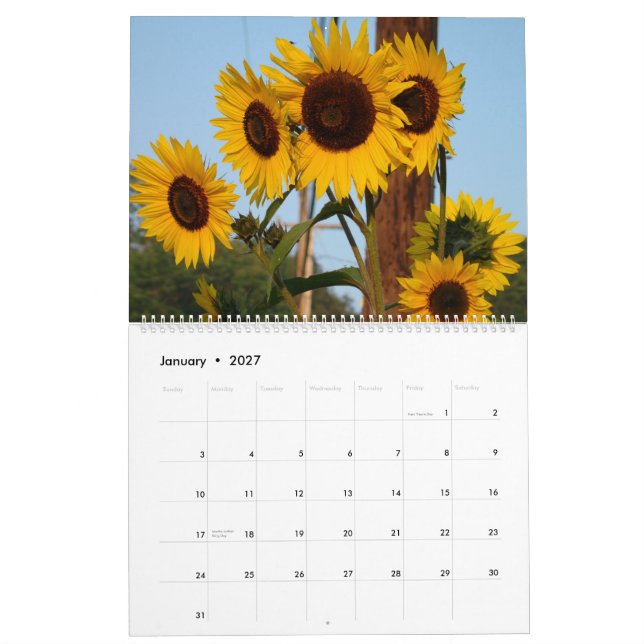 2012 Sunflower Calendar (Jan 2027)