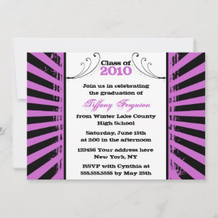 2012 Trendy grunge purple graduation party invite