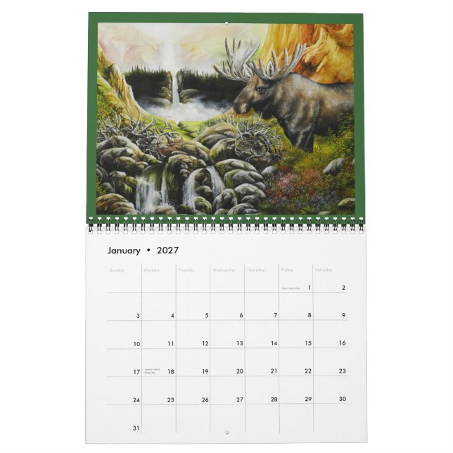 2012 Wildlife Art Calendar Art by David Paul (Jan 2027)