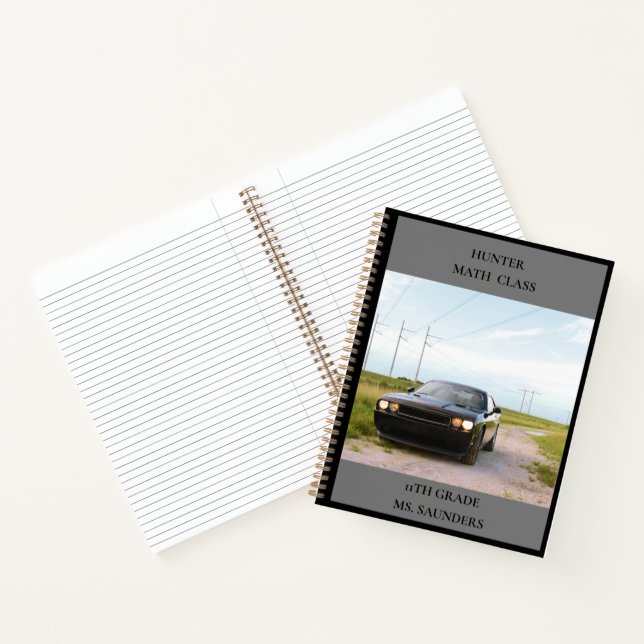 2013 Black Muscle Car School Class Sports Car Notebook (Inside)