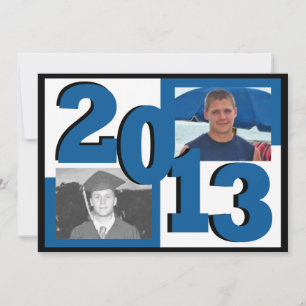 2013 Blue Block Grad Photo Invitation
