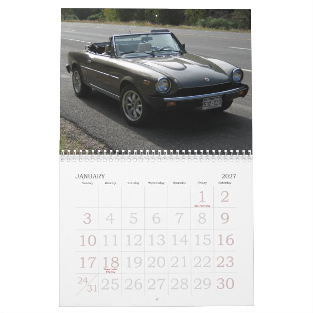 2013 Calendar Fiat 124 Spider (Jan 2027)