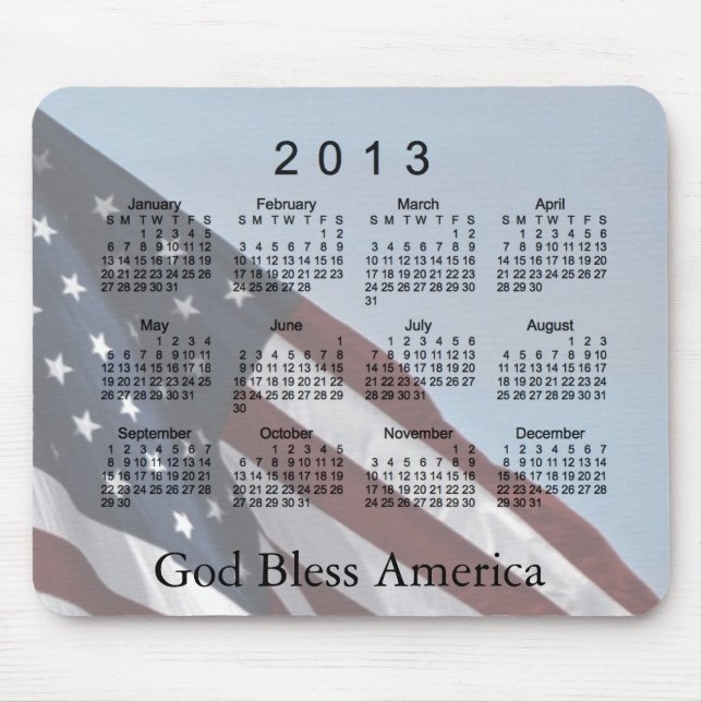2013 Calendar God Bless America Mouse Pad (Front)