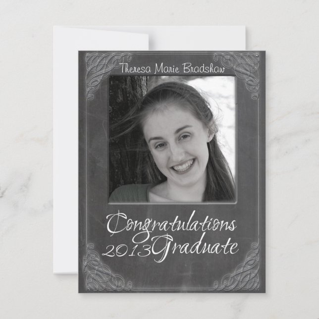 2013 Chalk Blackboard Photo Graduation Invitation (Front)
