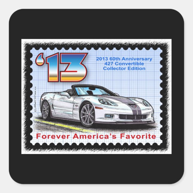 2013 Corvette 60th Anniversary Convertible Square Sticker (Front)