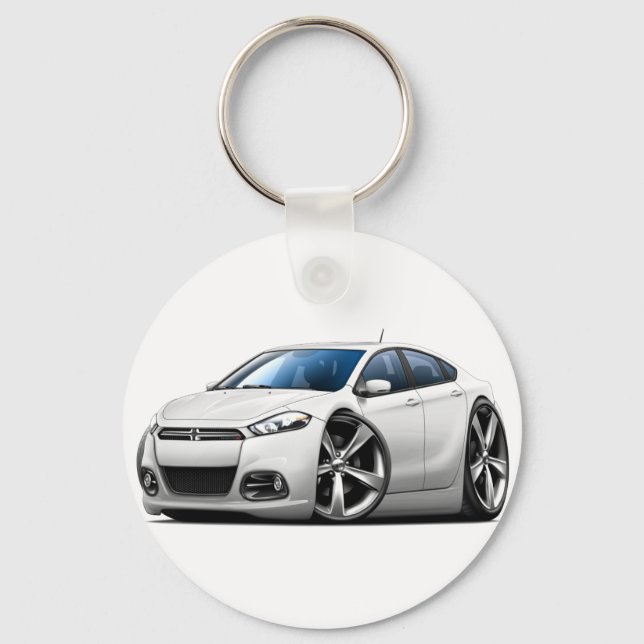 2013 Dodge Dart White Car Keychain (Front)