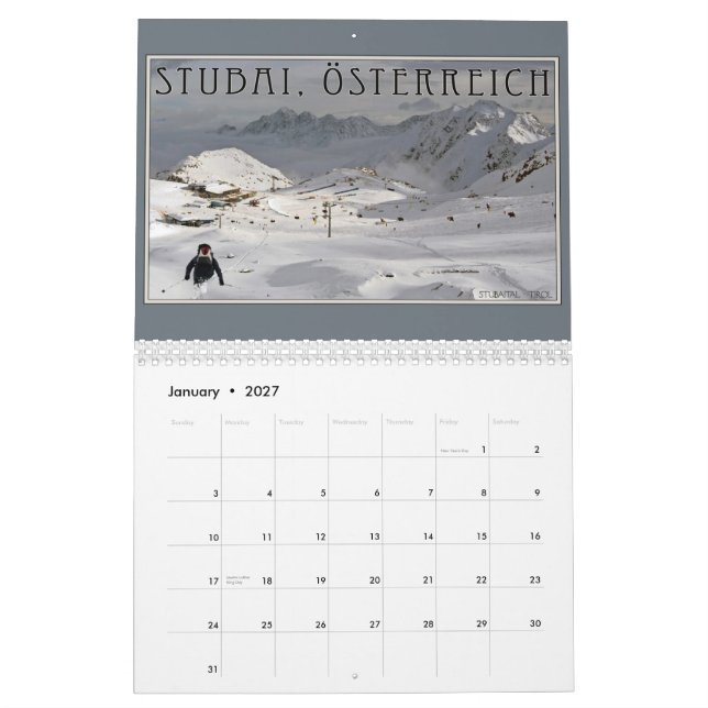 2013 European Alps Calendar (Jan 2027)