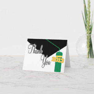 2013 Graduation Cap And Tassel Thank You (Green) Card