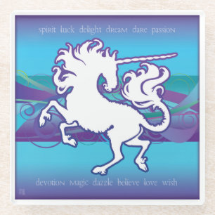 2013 Mink Nest Inspirational Unicorn Glass Coaster