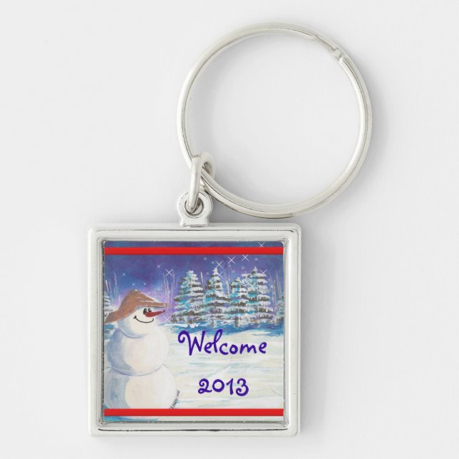 2013 New Years Snowman Art Keychain (Front)