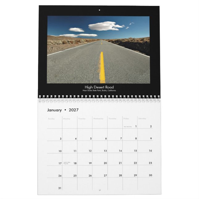 2013 Northern California Calendar (Jan 2027)