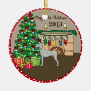 2013 Weimaraner Puppys First Christmas Ceramic Ornament