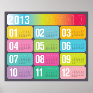 2013 Yearly Calendar wall poster