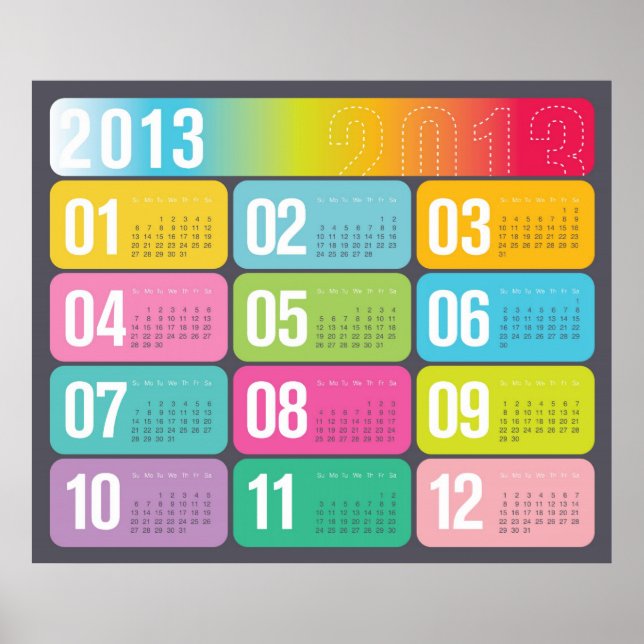 2013 Yearly Calendar wall poster (Front)