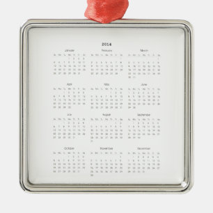 2014 Calendar Gifts Metal Ornament