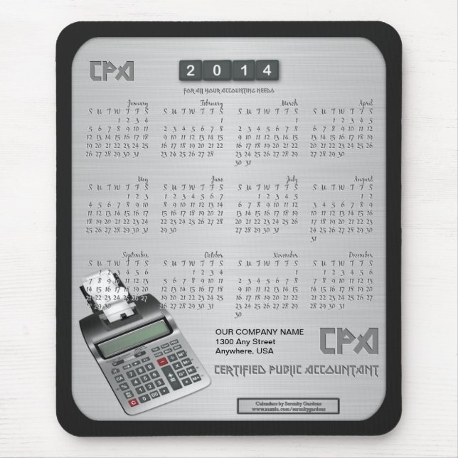 2014 Calendar Mouse Pad CPA (Front)