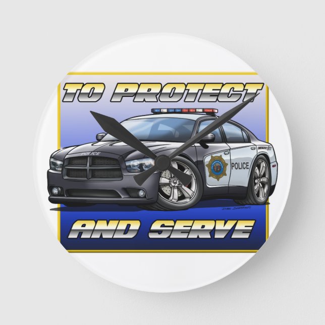 2014 Dodge Charger Police Car 1 Round Clock (Front)