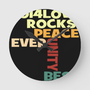 2014 Love Rocks Peace Art Print Round Clock