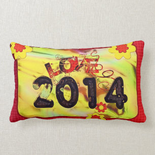 2014 New Years Colourful Pattern Peace Love Destin Lumbar Pillow