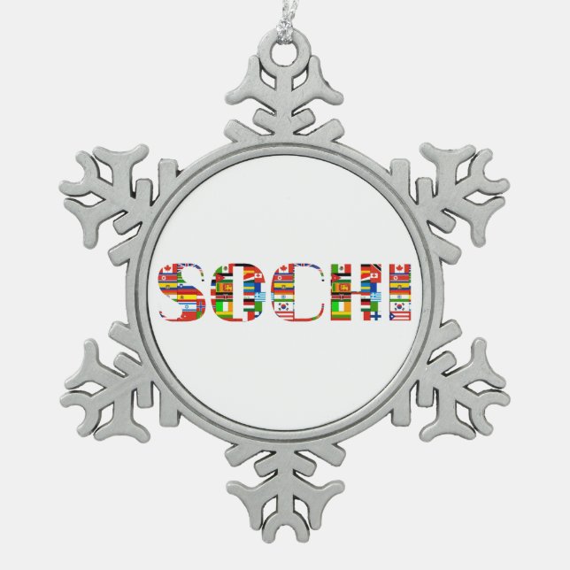 2014: Sochi Snowflake Pewter Christmas Ornament (Front)