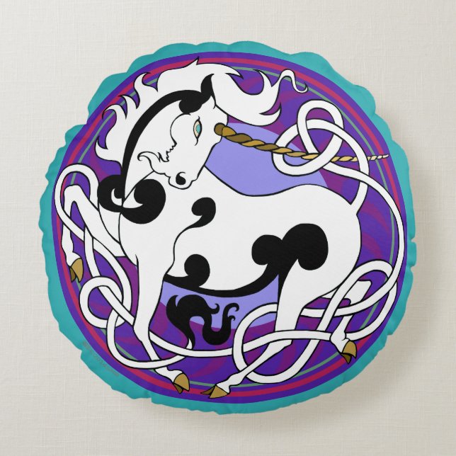 2014 Unicorn Two-Sided Pillow - White/Black/Purple (Front)