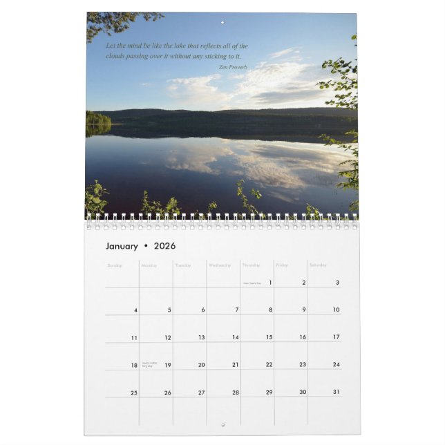 2014 Zen Calendar (Jan 2026)