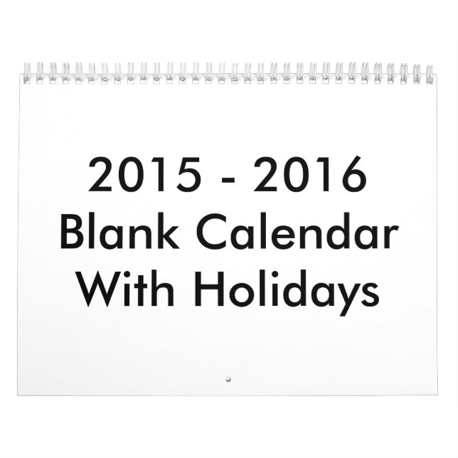 2015 - 2016 24 Mois Calendrier Vide Avec Vacances (Protection)