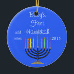 2015 BABY'S FIRST HANUKKAH Ornament<br><div class="desc">MENORAH AND STAR OF DAVID BEAUTIFUL ORNAMENT FOR HANUKKAH ... LOVELY GIFT for a Babys first Holiday</div>