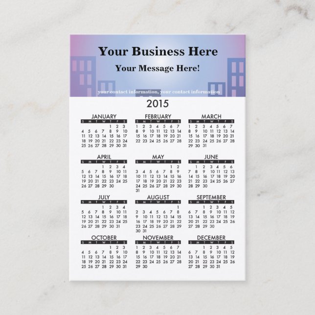 2015 Business Card Calendar City Realtors (Front)