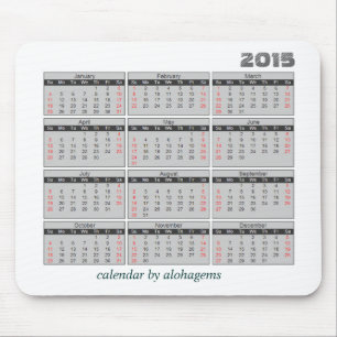2015 Calendar Mouse pad Simple Grey