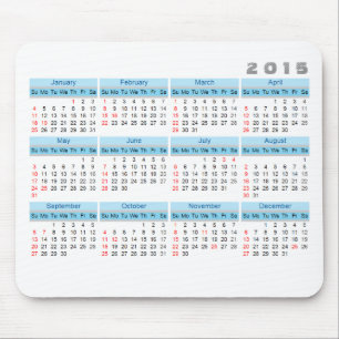 2015 Calendar Mouse pad Simple Sky blue and white
