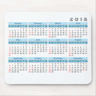 2015 Calendar Mouse pad Simple Sky blue and white