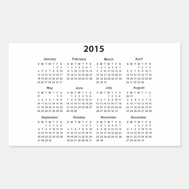 2015 Calendar Sticker (Front)