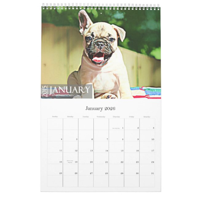 2015 FRENCH BULLDOG CALENDAR (Jan 2026)