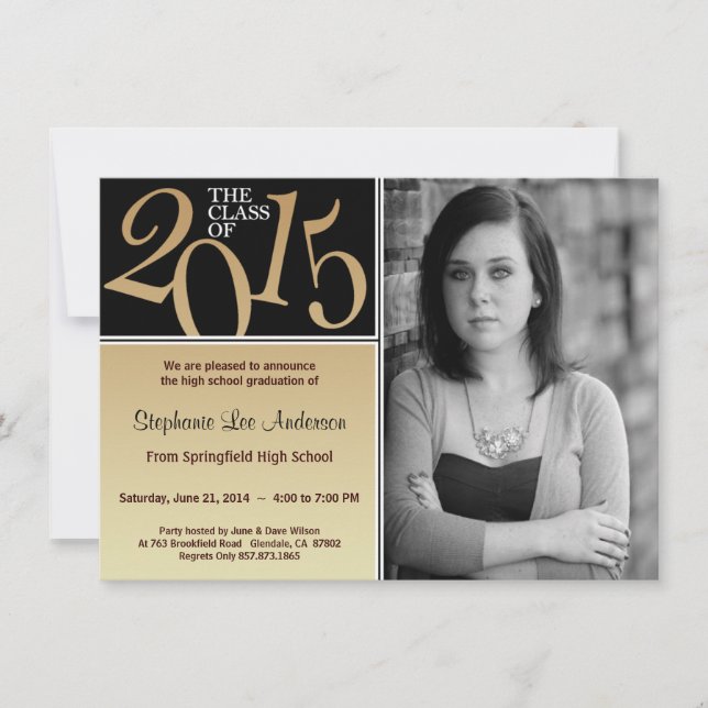 2015 Graduation Black On Gold Invite (Front)
