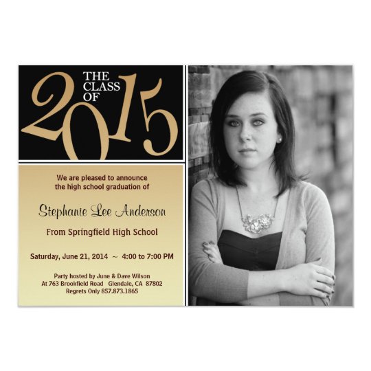 2015 Graduation Black On Gold Invite