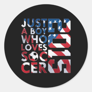 2015 Just A Boy Who Loves Soccer 11th Birthday Classic Round Sticker