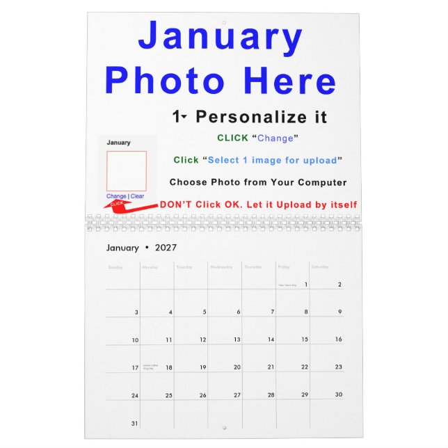2015 Make Your Own Calendar Online, INSTRUCTIONS (Jan 2027)