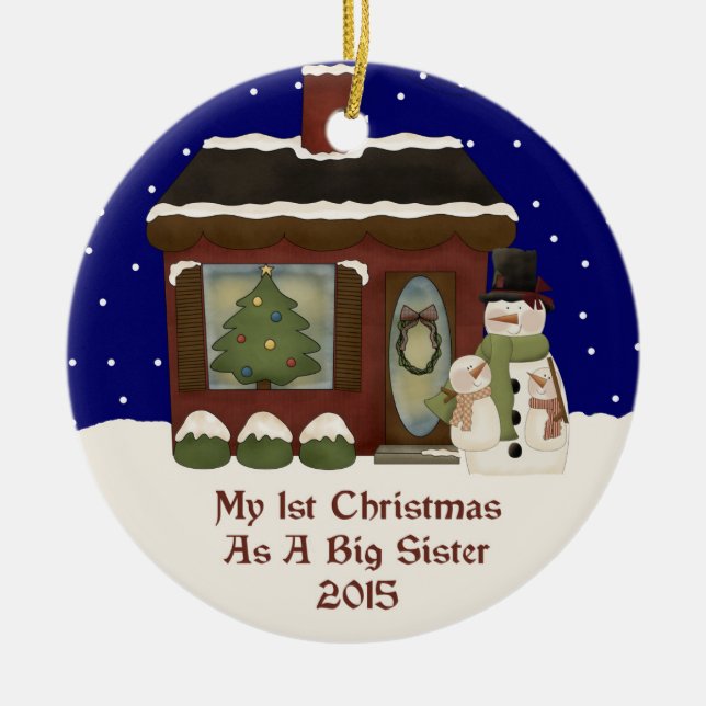 2015 My 1st Christmas As A Big Sister Ceramic Ornament (Front)