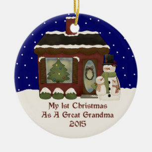 2015 My 1st Christmas As A Great Grandma Ceramic Ornament