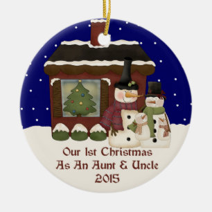 2015 My 1st Christmas As An Aunt & Uncle Ceramic Ornament